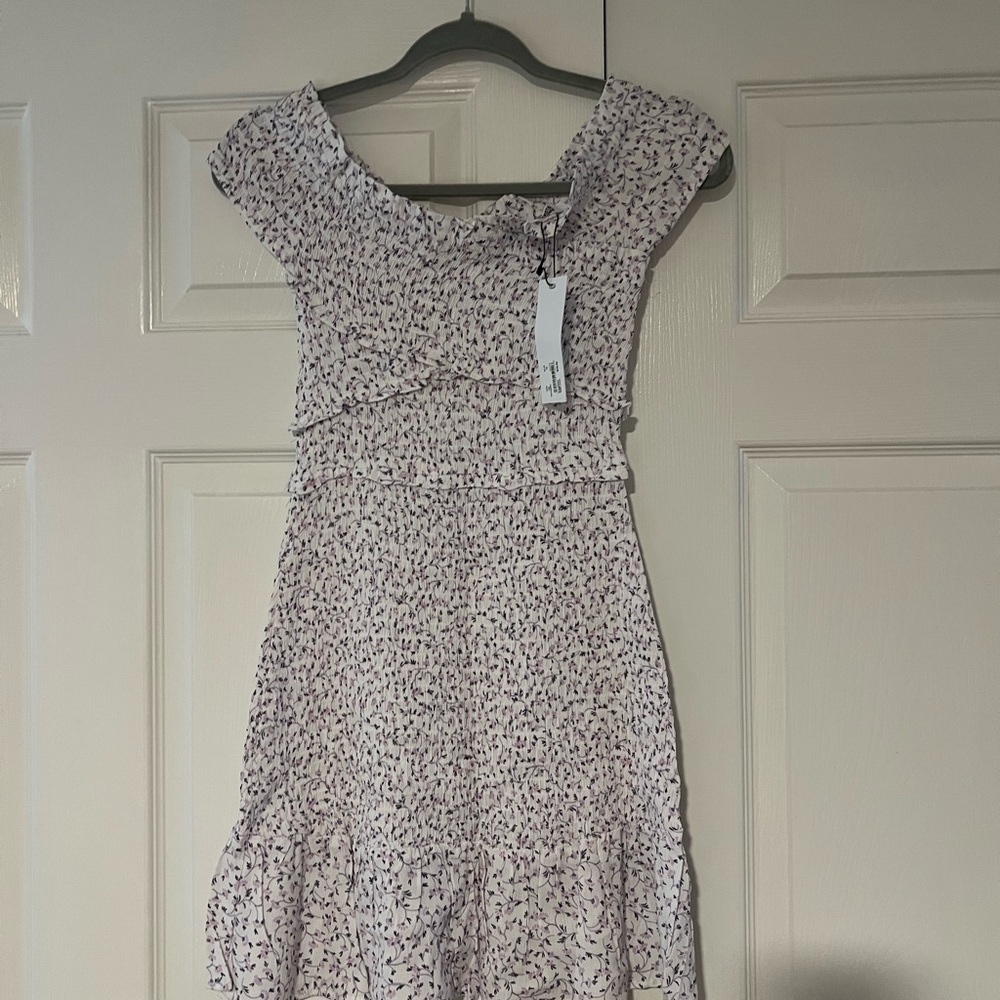 BB Dakota Lavender Floral Mini Dress with Ruffle Hem